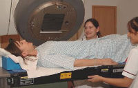 A patient being given radiotherapy