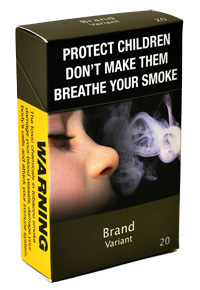 Plain, standardised cigarette pack