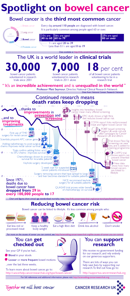 A detailed infographic about bowel cancer
