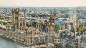 Aerial image of the Houses of Parliament.