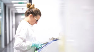 Photo of a scientist working in a lab