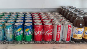 A selection of soft drinks.