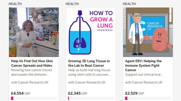 Cancer Research UK crowdfunding projects