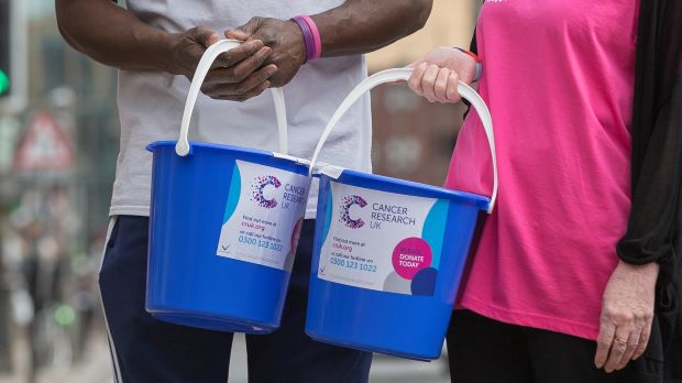 Cancer Research UK fundraising bucket