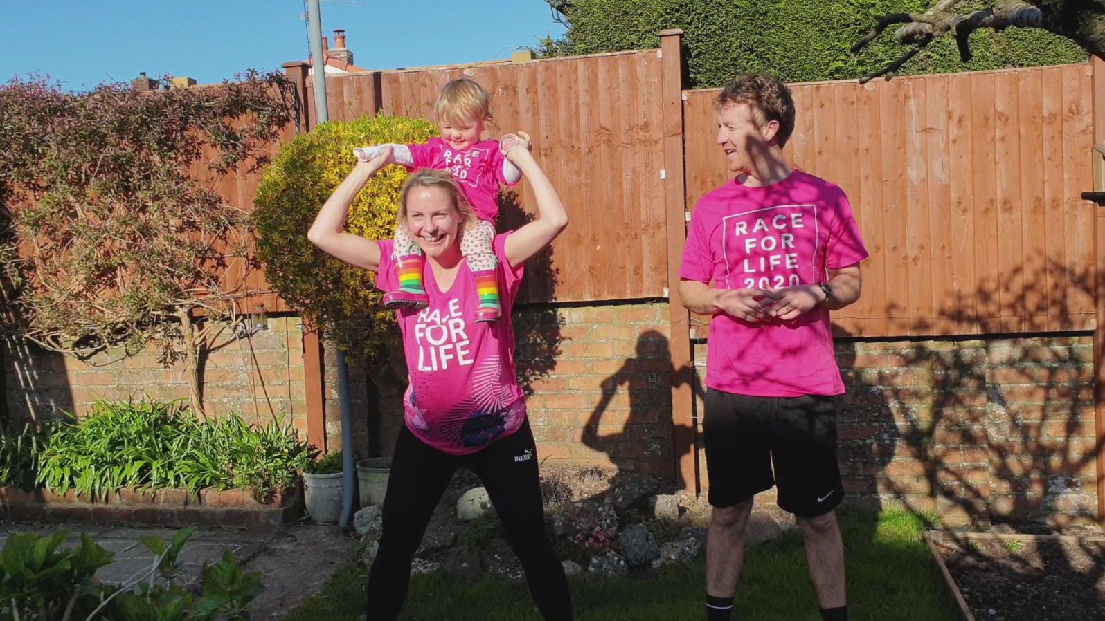 A family take part in Race for Life at Home