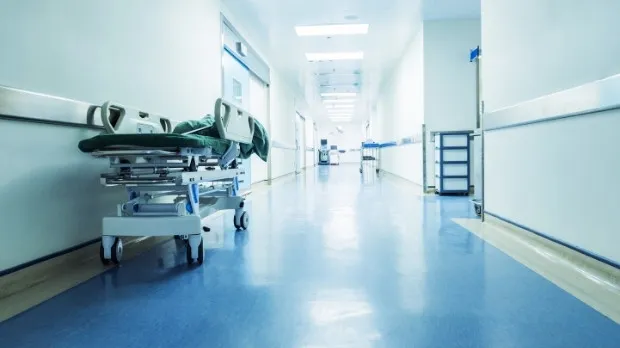 An empty hospital hallway