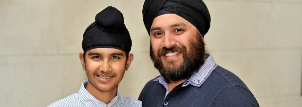 Amarvir (pictured with his dad Jag) was diagnosed with acute lymphoblastic leukaemia in 2010. He is now 17 years old.