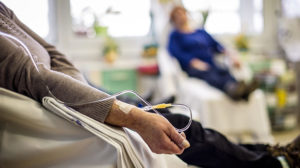 A patient receiving chemotherapy