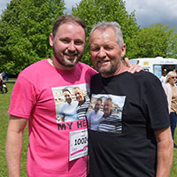 Terry Daly (right) with his son at a Race for Life event