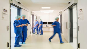 Doctors in a hospital corridor