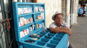 A man selling cigarettes