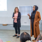 A photograph of a Talk Cancer workshop interpreted in Urdu that we ran in Middlesborough, in partnership with Nur Fitness