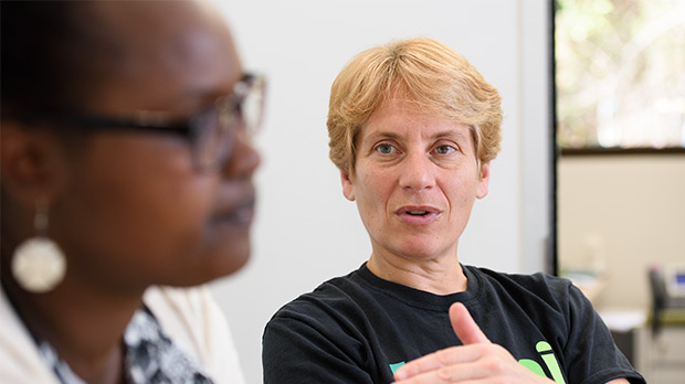 Professor Carolyn Bertozzi with graduate student Mireille Kamariza