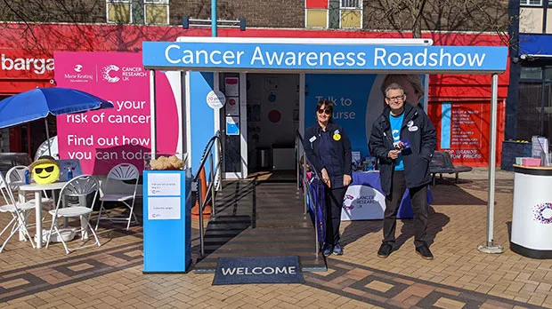 Two of our Cancer Awareness Nurses at a stop of our Cancer Awareness Roadshow