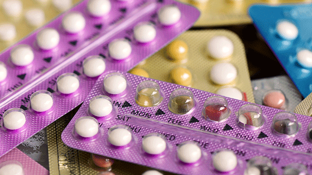 Several packets of a contraceptive pill