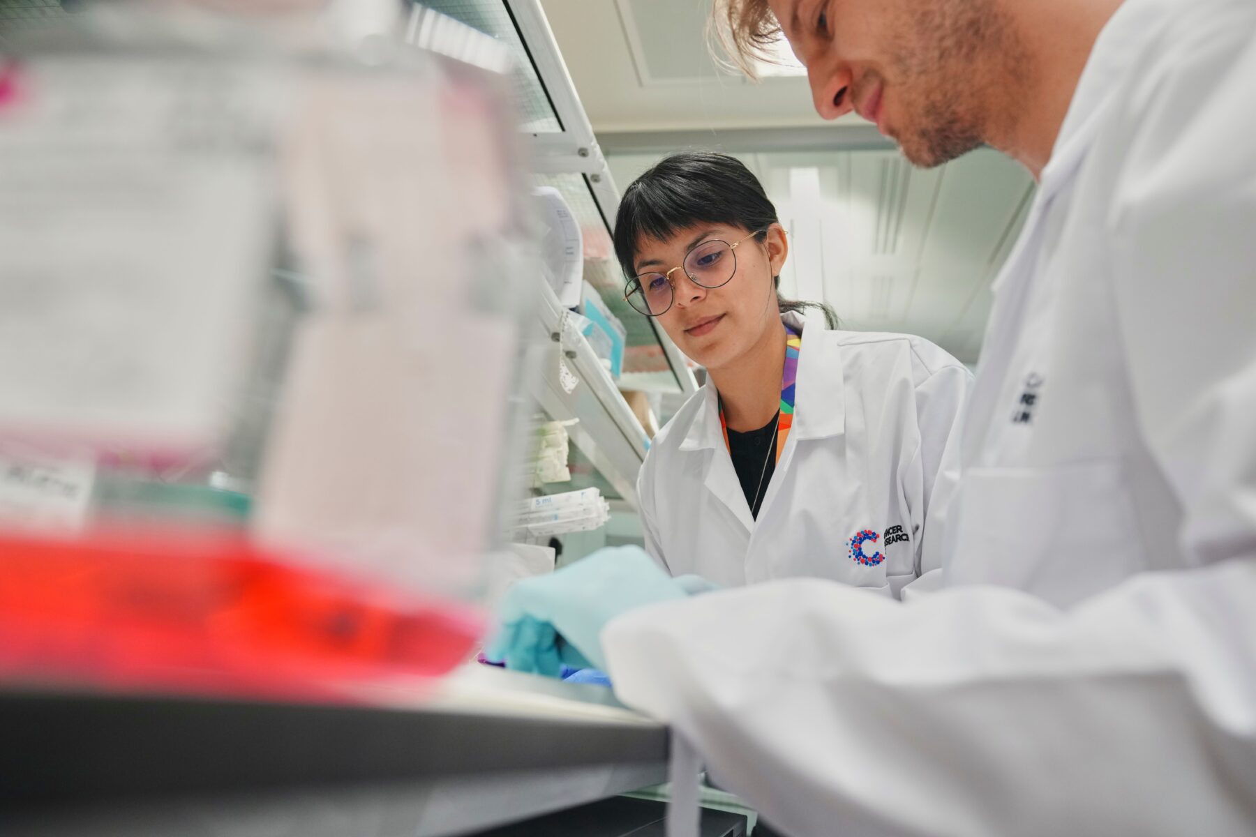 Cancer Research UK scientists working in a lab at the Francis Crick Institute