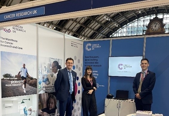 The Cancer Research UK stand at the Labour party conference in October 2023