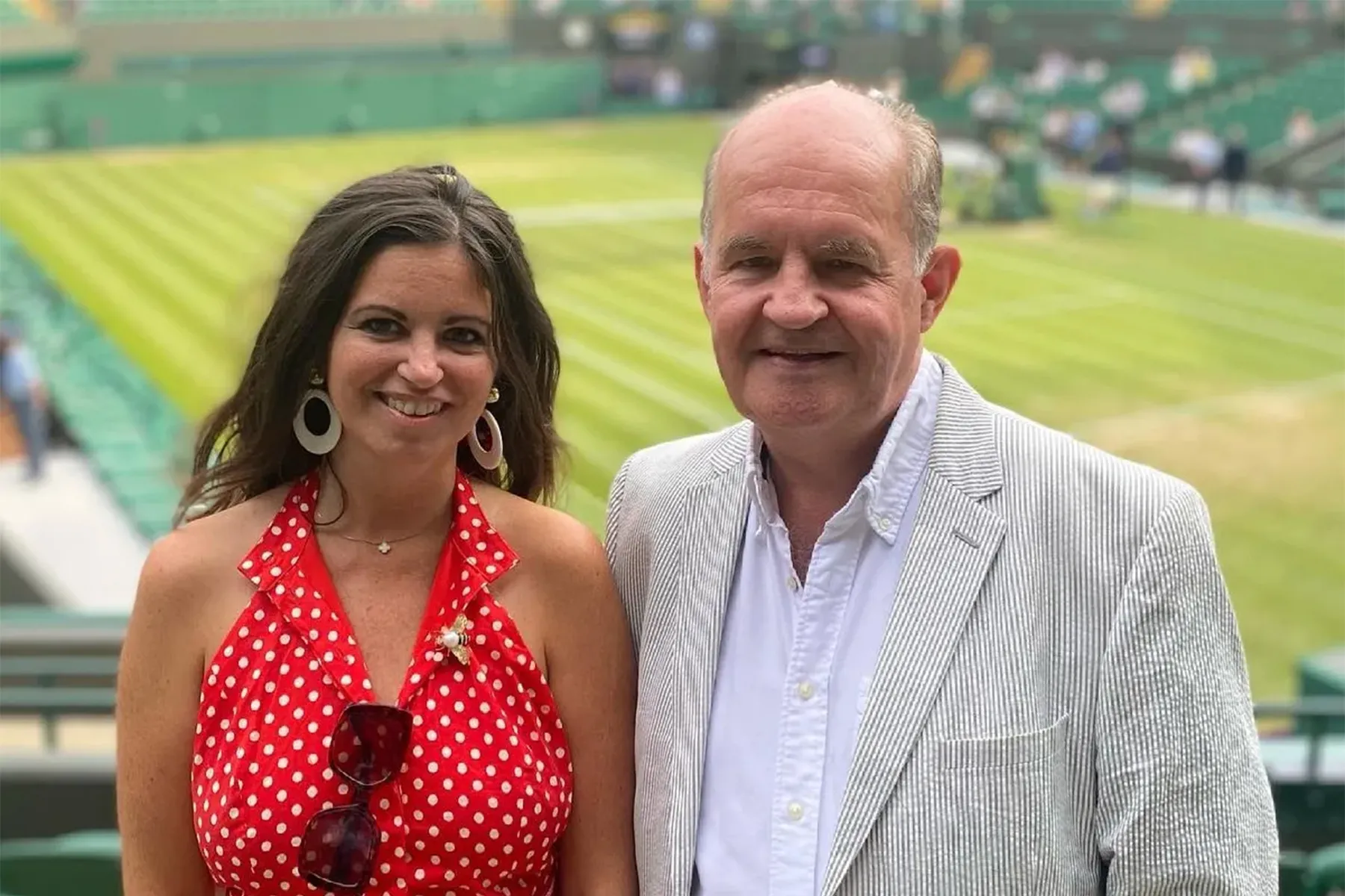 Dame Deborah James with her father, Alistair, at Wimbledon
