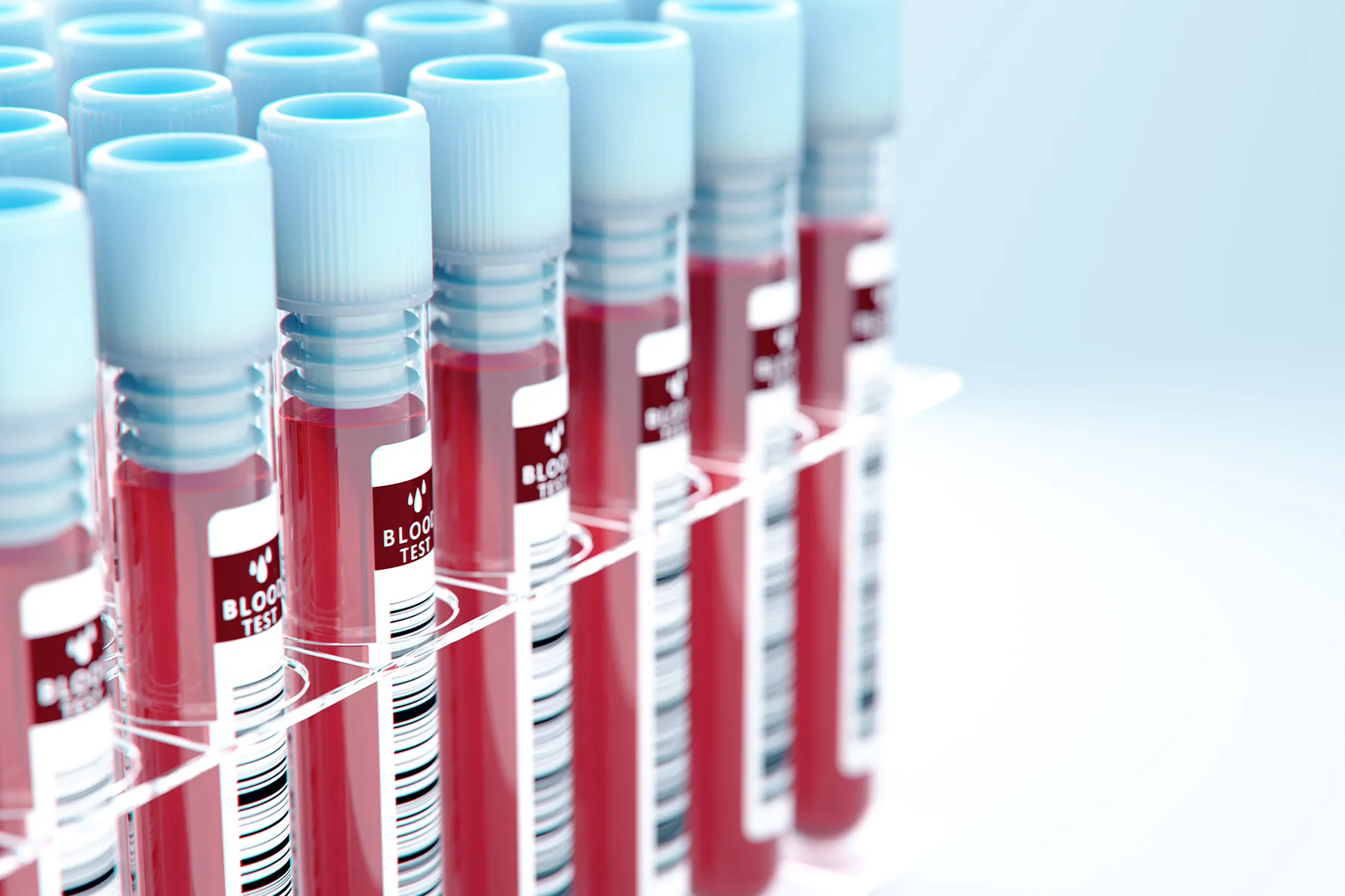 Blood samples in vials for testing