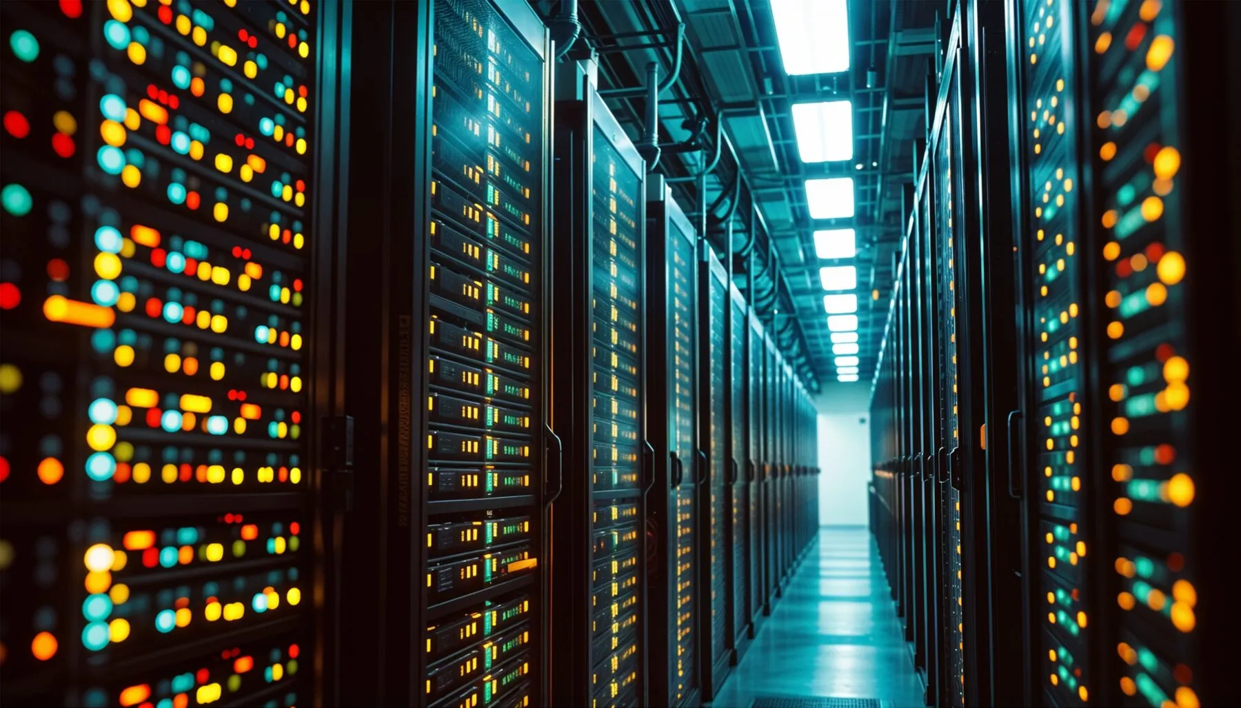 Data centre filled with rows of servers