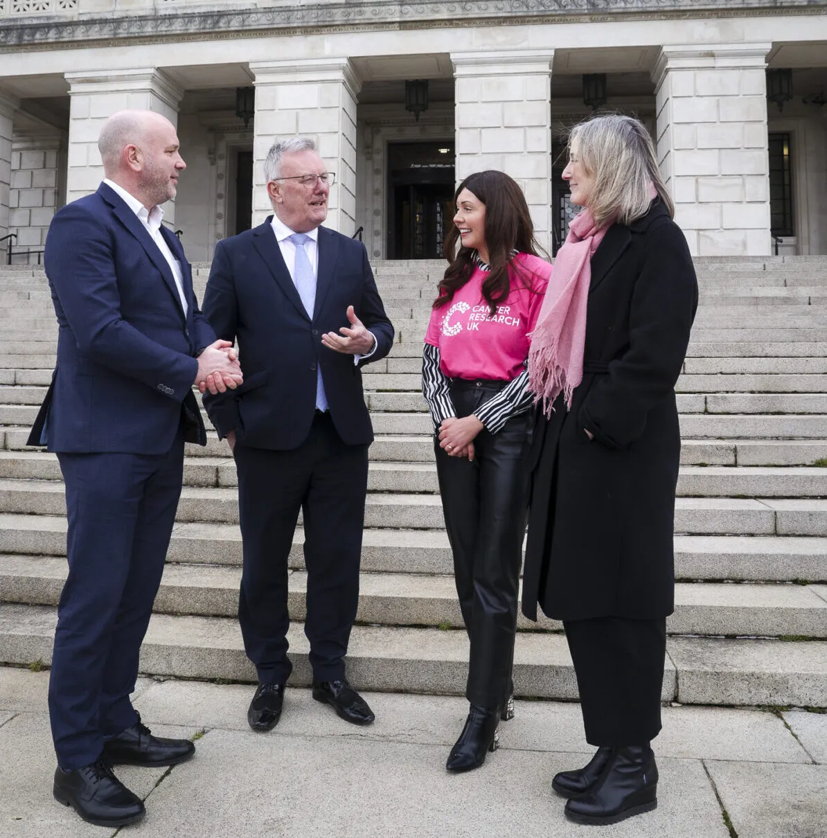 Mike Nesbitt (Health Minister for Northern Ireland) along with CRUK and Cancer Focus staff and campaigns ambassadors