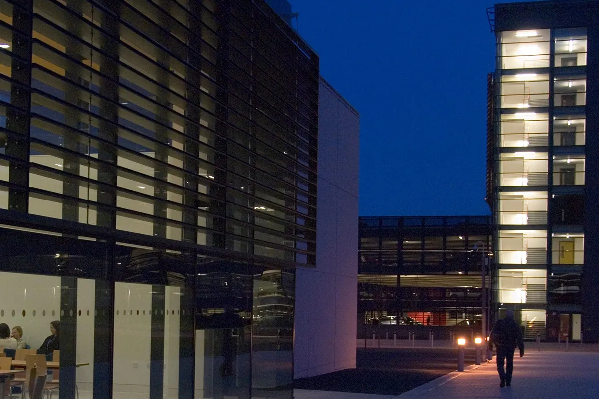 A shot of our Cambridge Institute at night