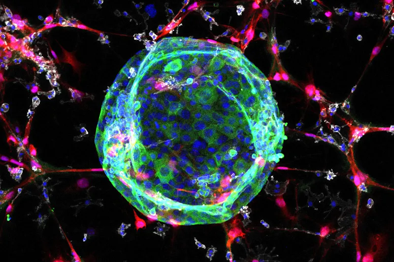 a microscope image of a bowel organoid